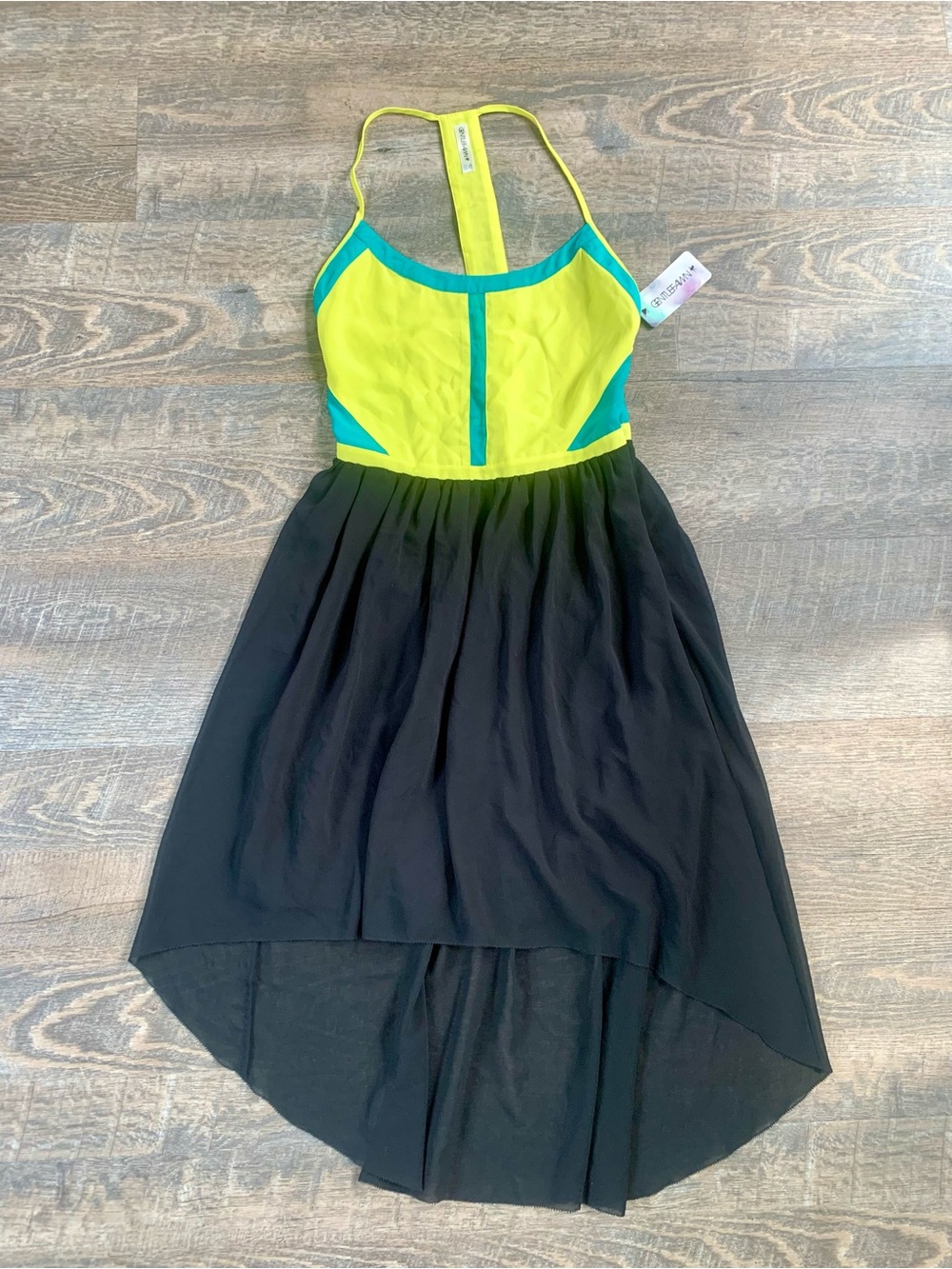 Gentle Fawn Resortwear Neon Yellow & Teal Halter  Dress